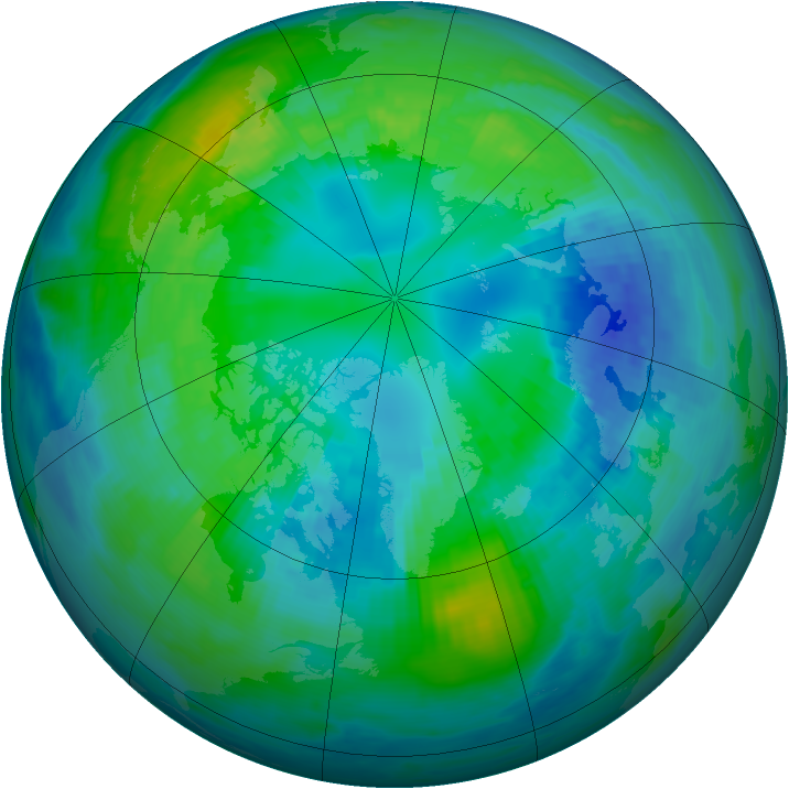 Arctic ozone map for 17 October 1988